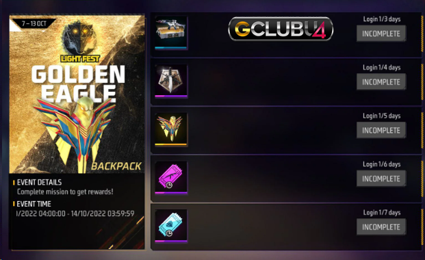 วิธีรับกระเป๋าเป้ Golden Eagle ฟรี ใน esport thailand Free Fire MAX